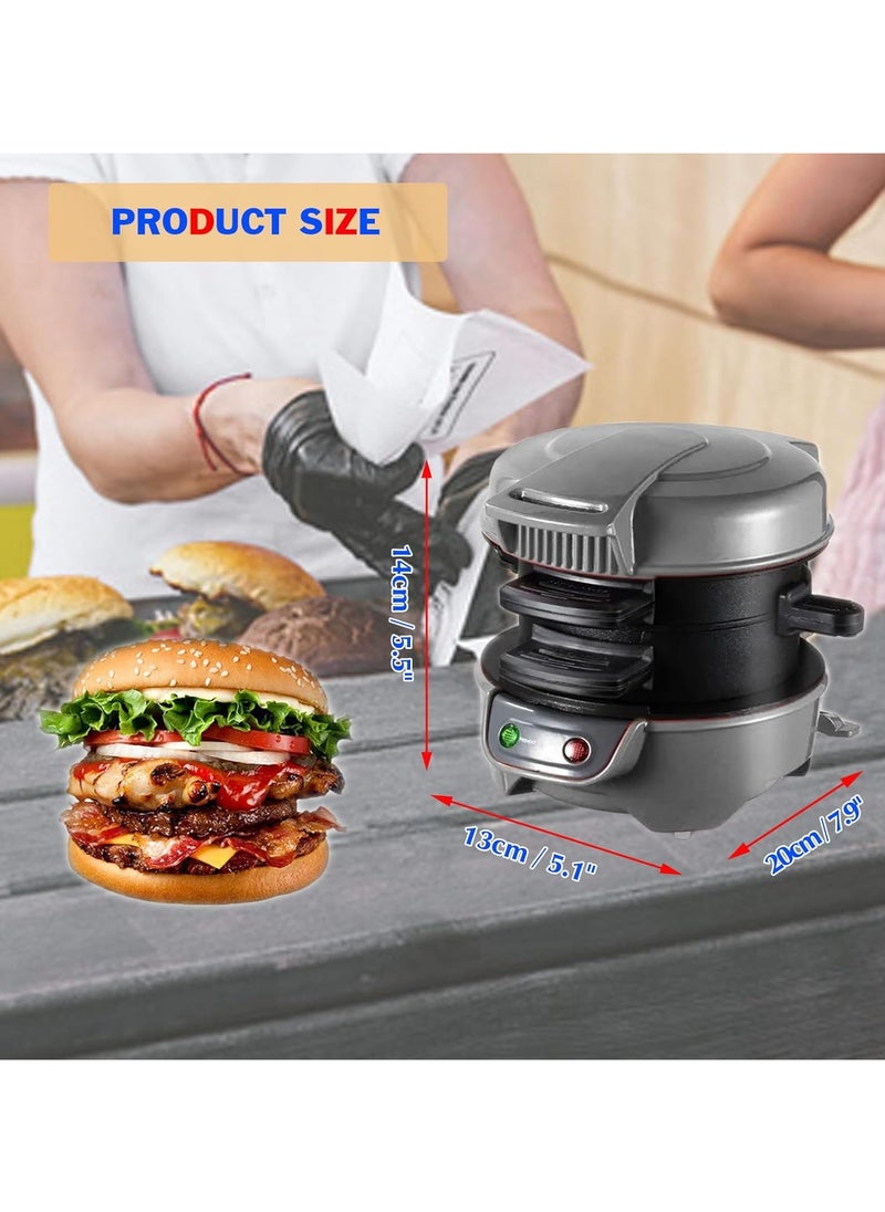 Sandwich Toaster Burger Maker, Panini Press with Egg Rings and Timer, Efficient Non-Stick Heating Plates, for Hamburgers, Waffles Snacks