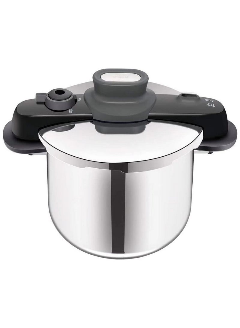 Secure Compact Pressure Cooker Stainless Steel Silver & Black 8Liters