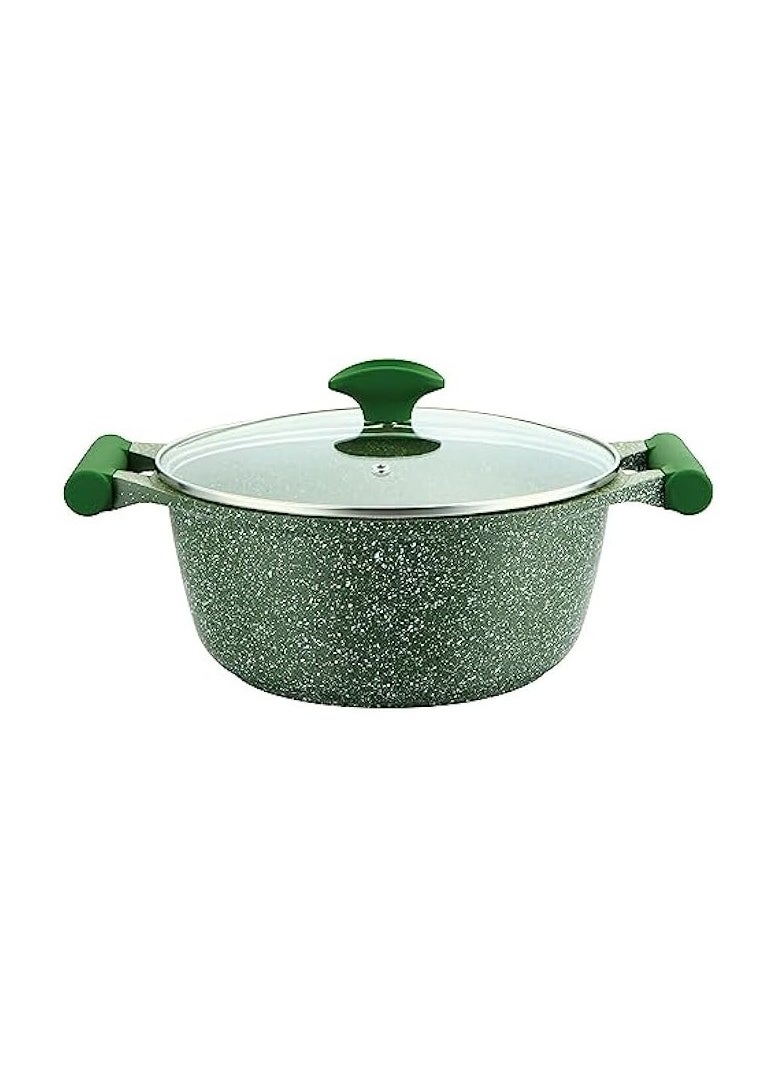 Essentials Casserole w/lid Granite Non-Stick Aluminium Green 20cm