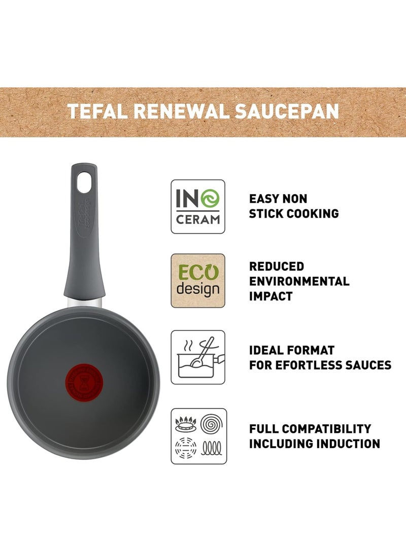 Renewal Non Stick Ceramic Coating Saucepan Black 1.4Liters