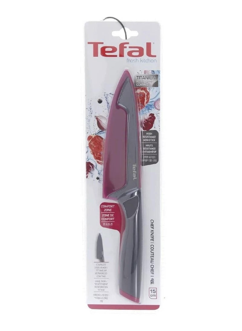 Stainless Steel Chef Knife With Cover 15 Cm Silver & Black