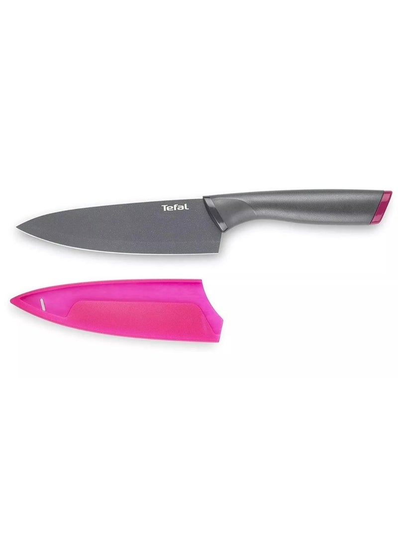 Stainless Steel Chef Knife With Cover 15 Cm Silver & Black