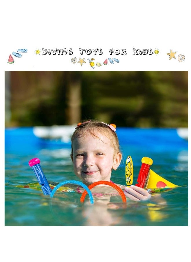 26PCS Diving Toys Underwater Swim Pool Summer Swimming Dive Toy Sets Water Rings Sticks Octopus Torpedo Bandits Fish Balls for Kids Swim Birthday Party Favors