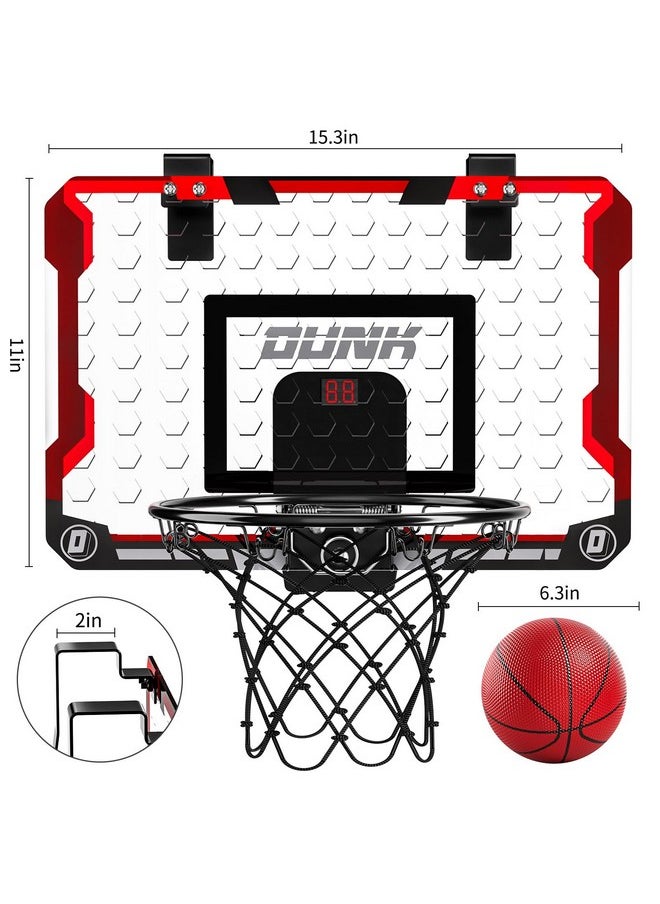 Basketball Hoop Indoor, Mini Basketball Hoop With 4 Balls & Electronic Scoreboard, Over The Door Basketball Hoop, Basketball Toys For Boys Girls Age 5 6 7 8 9 10 11 12 - Kids & Teens Gift Ideas