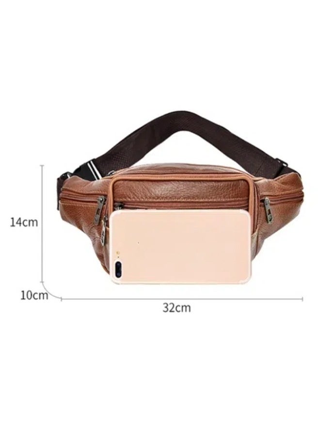 Men's Compartment Shoulder Bag Waist Bag, Mobile Phone Bag Waist Bag, Versatile And Durable (Khaki Color)