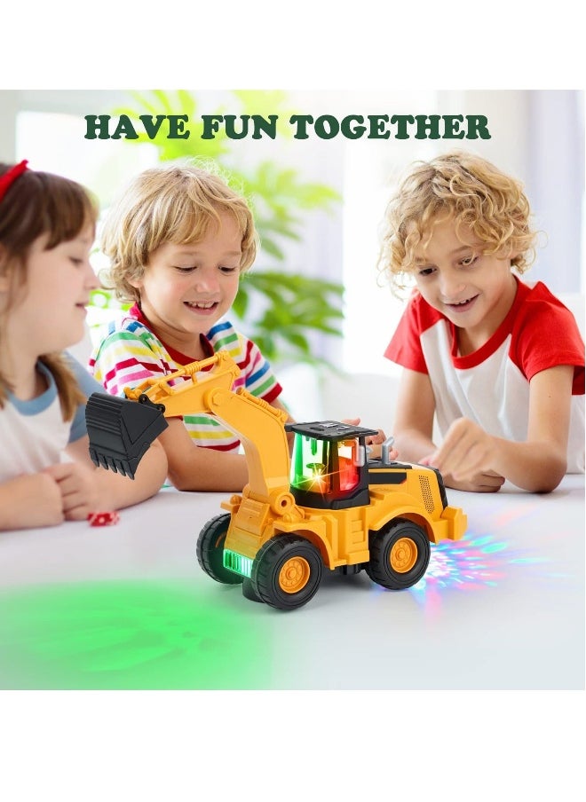 Excavator Truck Kids Toys, Electric Universal Wheel Children Car Toys for 2-5 Toddler, Toys Digger Truck with Light and Music Birthday for 2 for 3 4 5 6 7 8 Years Old