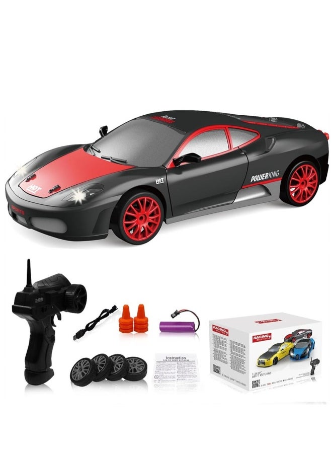 Remote Control Car RC Drift Car 4WD High Speed RC Cars Vehicle with LED Lights Batteries and Drifting Tires Racing Sport Toy Cars for Adults Boys Girls Kids Gift