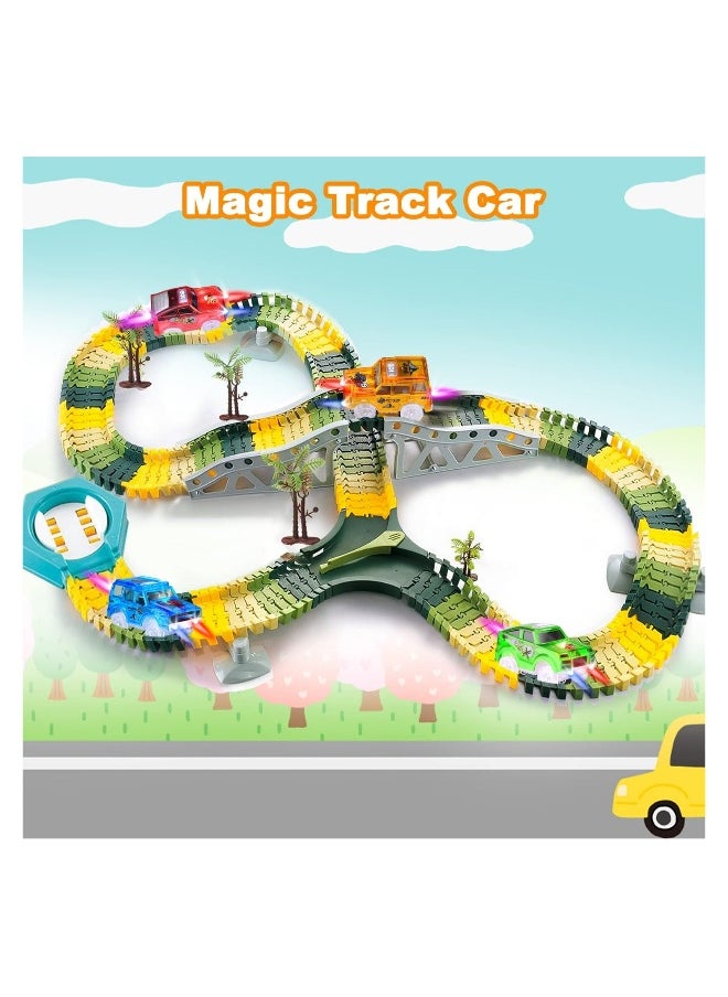 Track Cars Replacement Only,Light Up Toy Cars with 3 Flashing LED Lights Racing Car Track Accessories Compatible with Magic Tracks and Tracks with Most Track Cars for Boys and Girls (4 Pack)