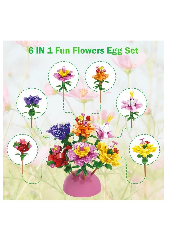 Flowers Basket Stuffers Building Blocks Create a Stunning Bouquet with 314 Building Blocks Gifts for Girls Women 12 Packs Beautiful Bouquet Model Set with Toys Inside