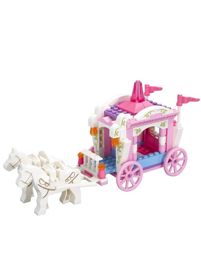 Girls Princess Carriage Building Sets Pink Royal Carriage Ride For Princess Building Blocks Creative Fairy Buildable Toys For Kids Age 6-12 And Up, 98 Pieces