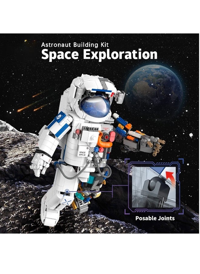 Space Exploration Astronaut Toys Building Block Kit, Collectible Mechanical Spaceman Build and Display Model, Creative Birthday Gift for Adults Kids, New 2023 (900 Pcs)