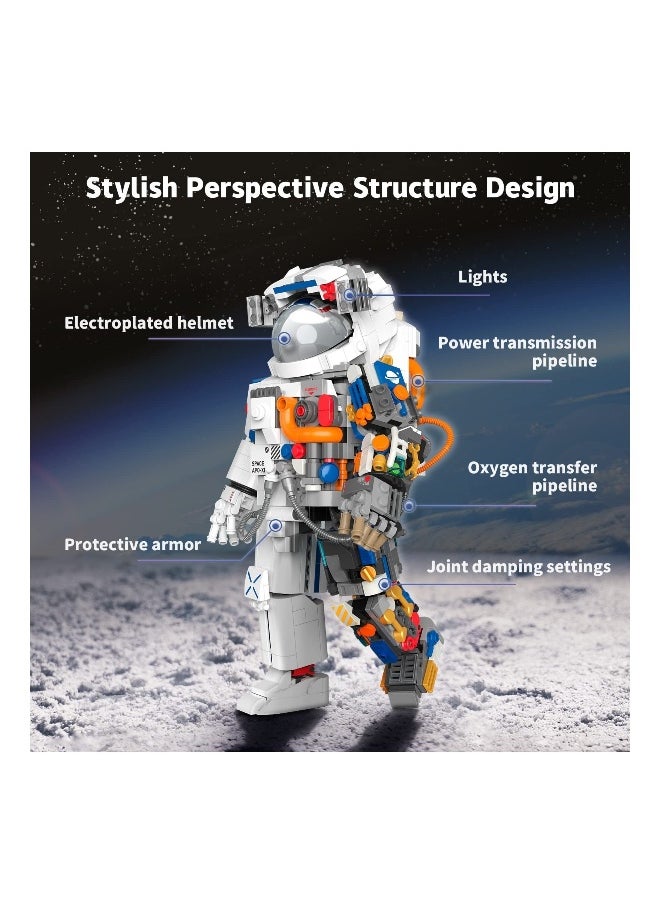 Space Exploration Astronaut Toys Building Block Kit, Collectible Mechanical Spaceman Build and Display Model, Creative Birthday Gift for Adults Kids, New 2023 (900 Pcs)