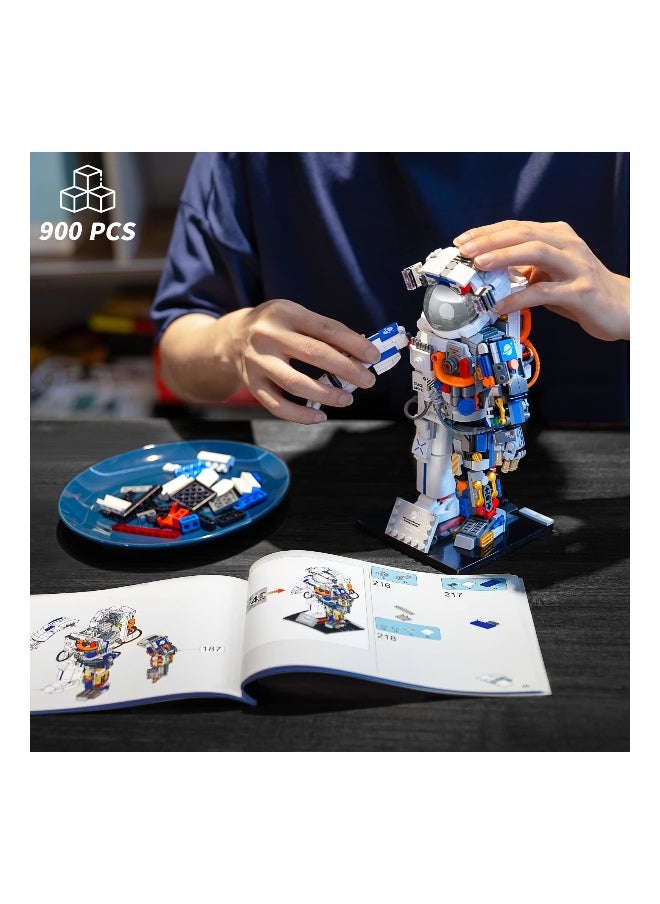 Space Exploration Astronaut Toys Building Block Kit, Collectible Mechanical Spaceman Build and Display Model, Creative Birthday Gift for Adults Kids, New 2023 (900 Pcs)