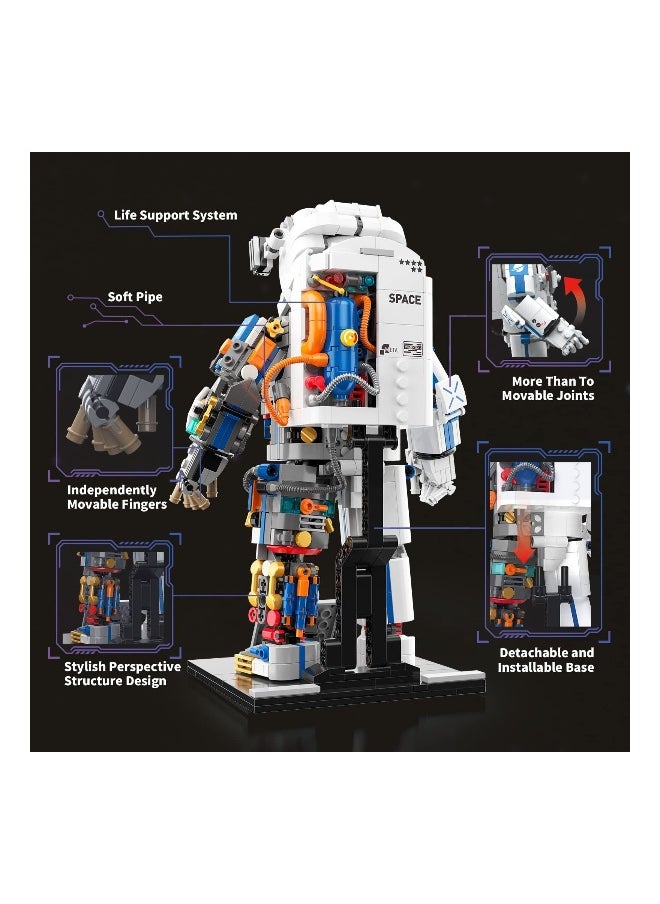 Space Exploration Astronaut Toys Building Block Kit, Collectible Mechanical Spaceman Build and Display Model, Creative Birthday Gift for Adults Kids, New 2023 (900 Pcs)