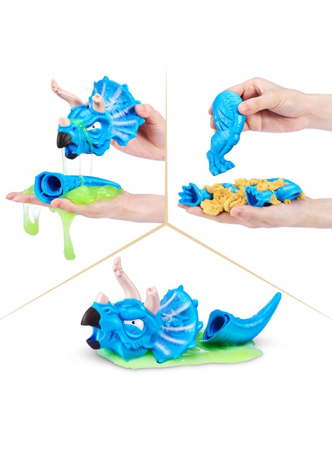 Smashers Dino Island T-Rex Battles (Red Version) by ZURU 50+ Surprises Boys Collectible Dinosaur T-Rex Triceratops Surprise Slime Sand Compounds Discovery