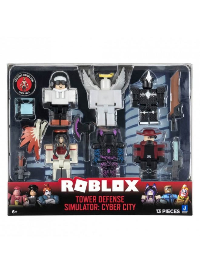 Roblox Action Collection - Tower Defense Simulator: Cyber City Six Figure Pack [Includes Exclusive Virtual Item]