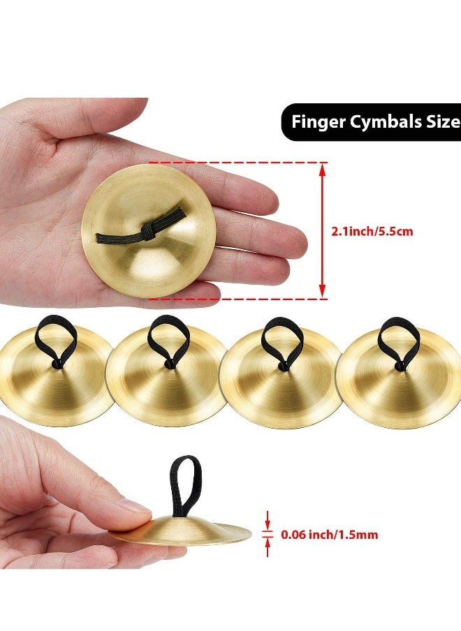 6 Pieces Finger Cymbals Belly Dancing Accessories Finger Dance Finger Zills Dance Finger Musical Instrument Sturdy Brass Finger Cymbals for Adults Kids for Dancer Party Brass Gold