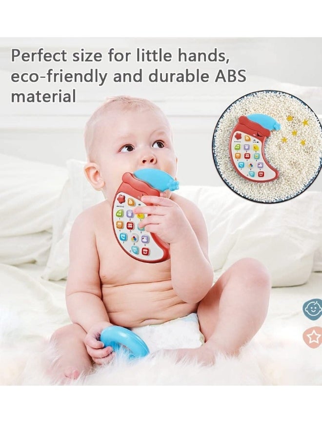 Baby Cell Phone Toy with Removable Teether Case, Teething Phone Toy for Infant Interactive Electronic Learning Toy with Music Lights Birthday Gift for Kids Age 3Y+