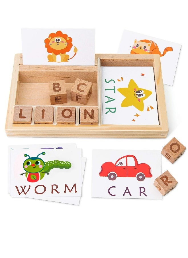 Wooden Maze Matching Letter Spelling Game, Spelling Games Alphabets ABC Learning Educational Montessori Puzzle Gift for Preschool Kids Boys Girls Age 3 4 5 Years Old