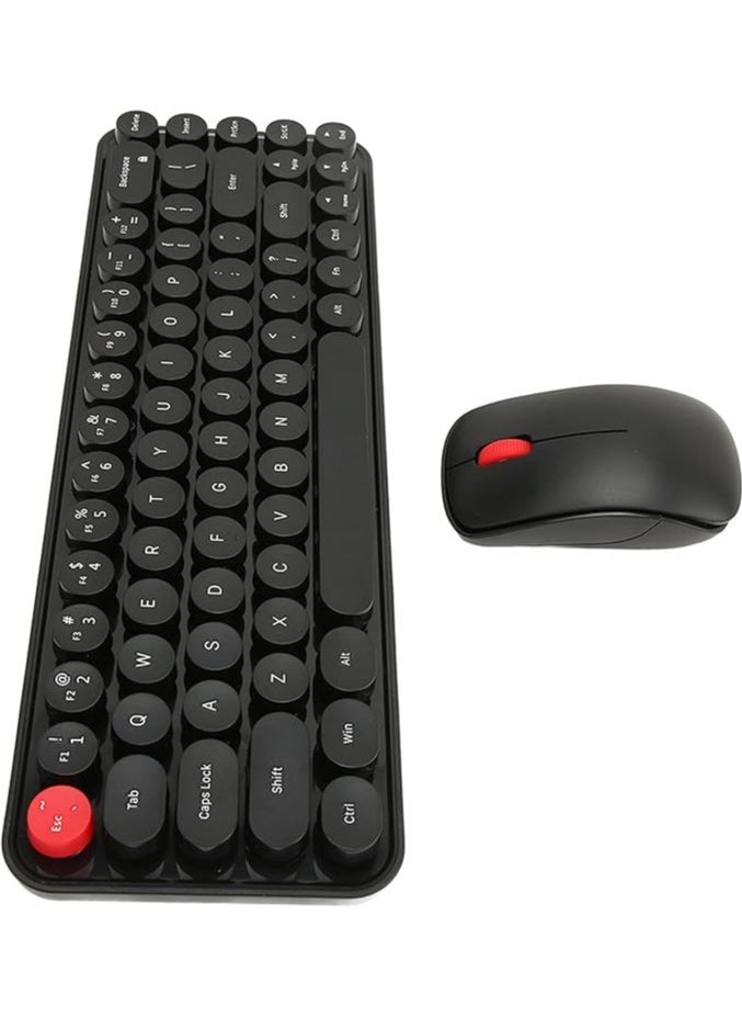 Wireless Keyboard Mouse Combo Mouse and Keyboard Combo Energy Saving Quiet Retro Cute (Black)