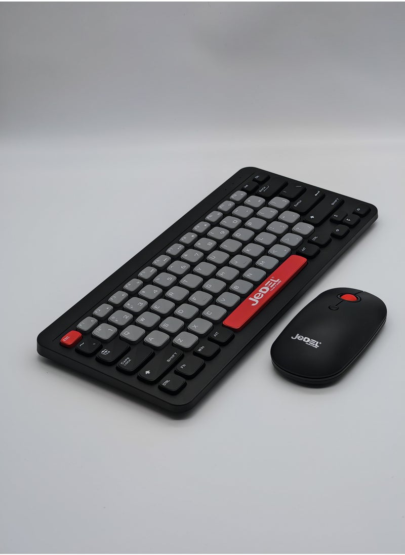 WS681B Wireless Bluetooth Office Mouse and Keyboard Set for PC, Tablet, Cell Phone Black