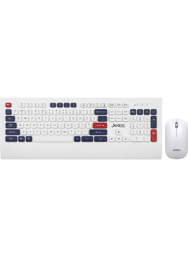 WS671 Wireless Bluetooth Office Mouse and Keyboard Set for PC, Tablet, Cell Phone White Blue