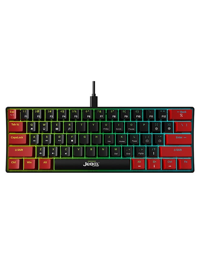 KL69 Wireless Bluetooth Gaming Office Keyboard, Type-C Rechargeable Black and Red