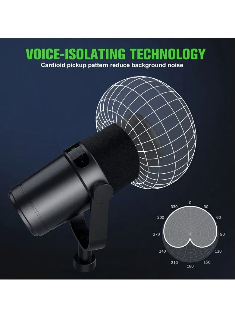 Professional USB XLR Dynamic Microphone for Broadcast Podcast Recording Studio Mic for Music Speech ZTT30