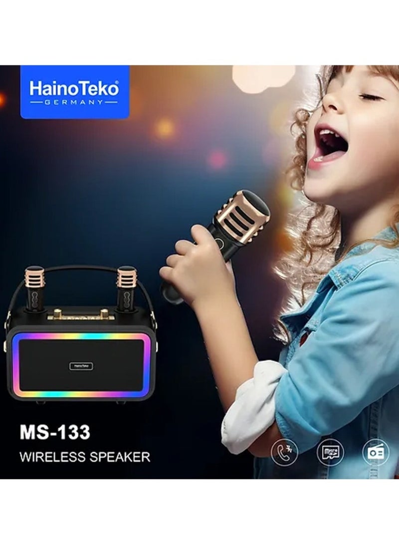 Haino Teko Germany MS133 Portable Bluetooth Wireless Speaker with 2 Wireless Mic