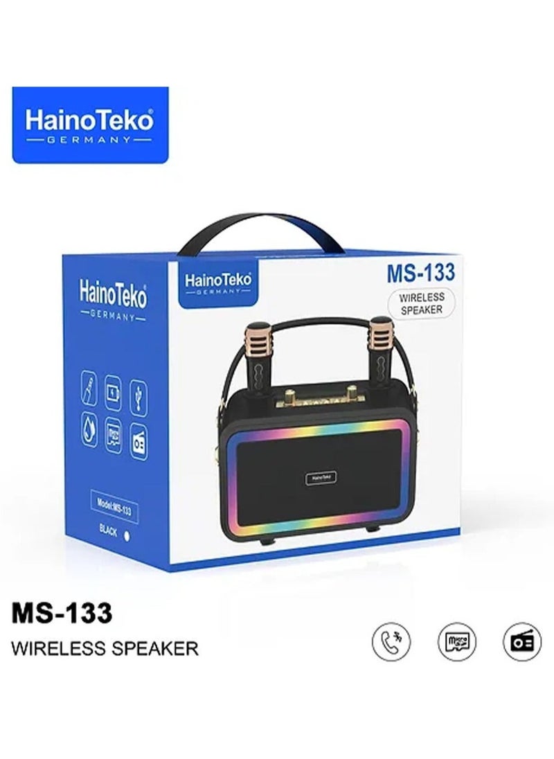 Haino Teko Germany MS133 Portable Bluetooth Wireless Speaker with 2 Wireless Mic