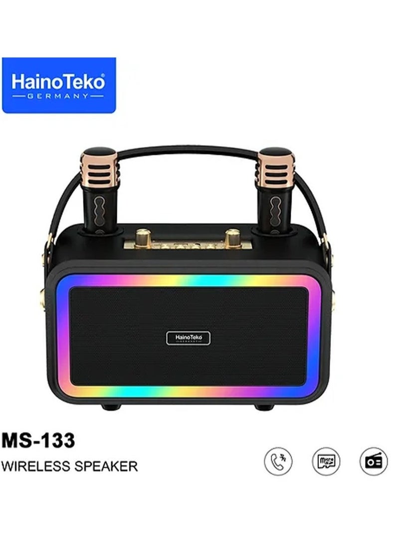 Haino Teko Germany MS133 Portable Bluetooth Wireless Speaker with 2 Wireless Mic