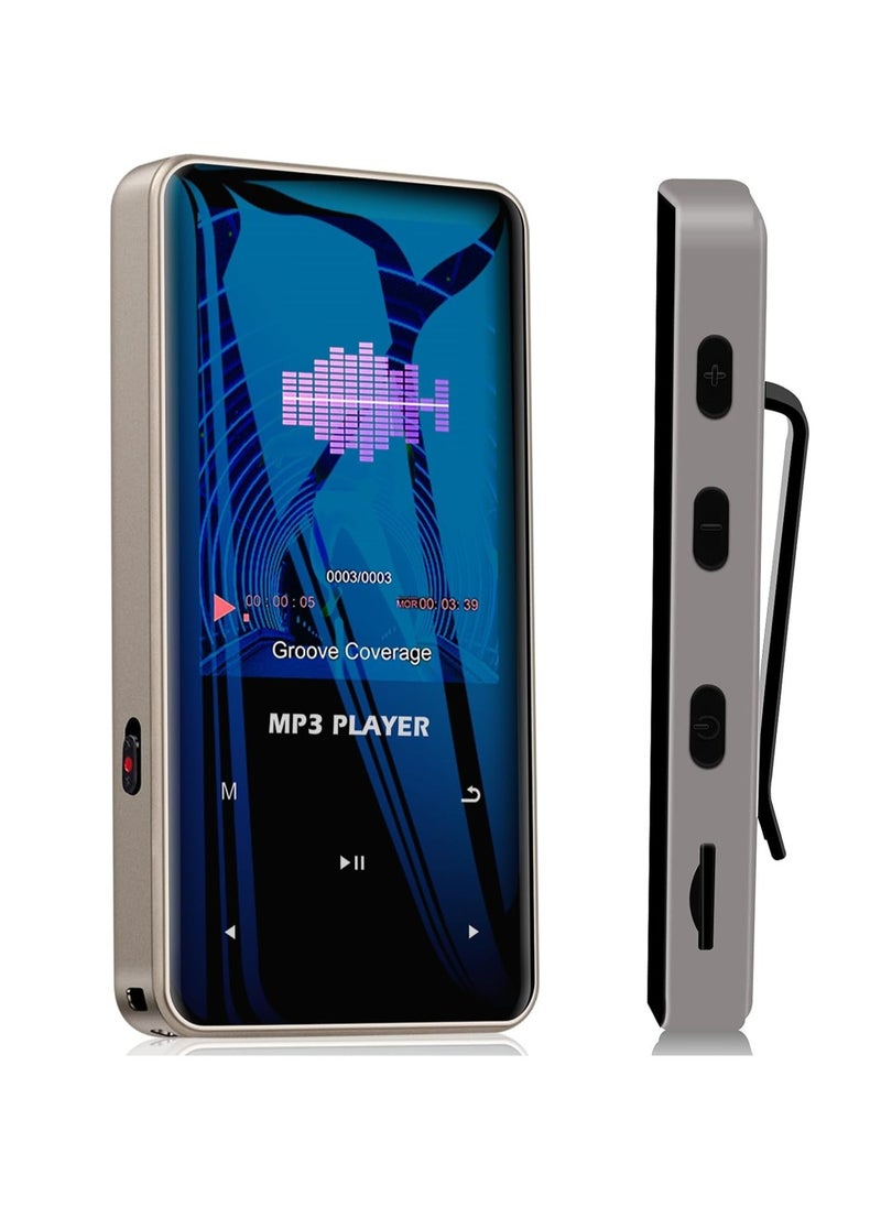 96GB Mp3 Player with Bluetooth 5.0 Music Player Voice Recorder Portable Digital Lossless Music MP3 MP4 Player for Kids with FM Radio HD Speaker for Sports Running Super Light Metal Shell Touch Buttons