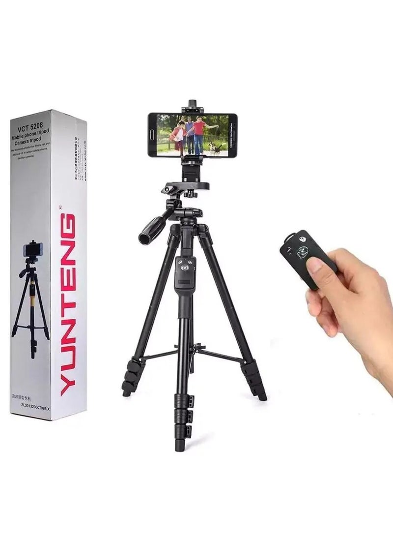 VCT-5208 Portable Tripod Stand With Remote Shutter Black