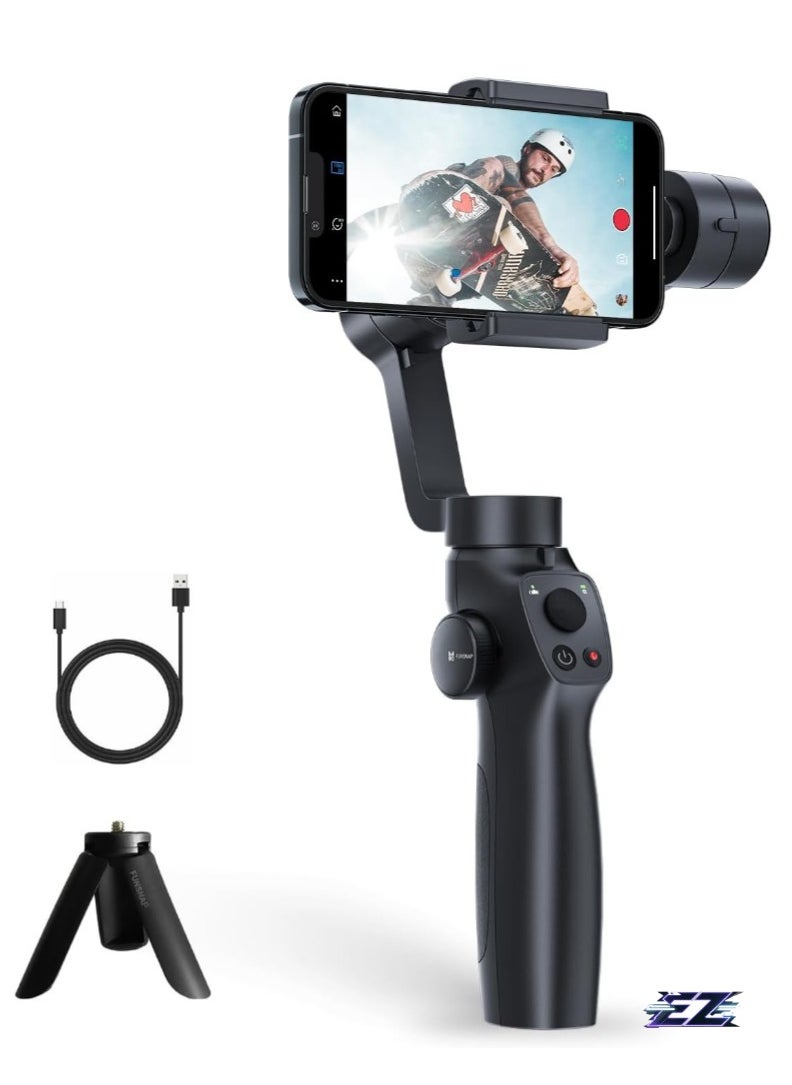 Capture 2S 3-Axis Smartphone Camera Stabilizer – Bluetooth Handheld Gimbal Stabilizer with Selfie Stick, Anti-Shake Technology, Focus Pull & Zoom, Compatible with Action Cameras, Long Battery Life, Black