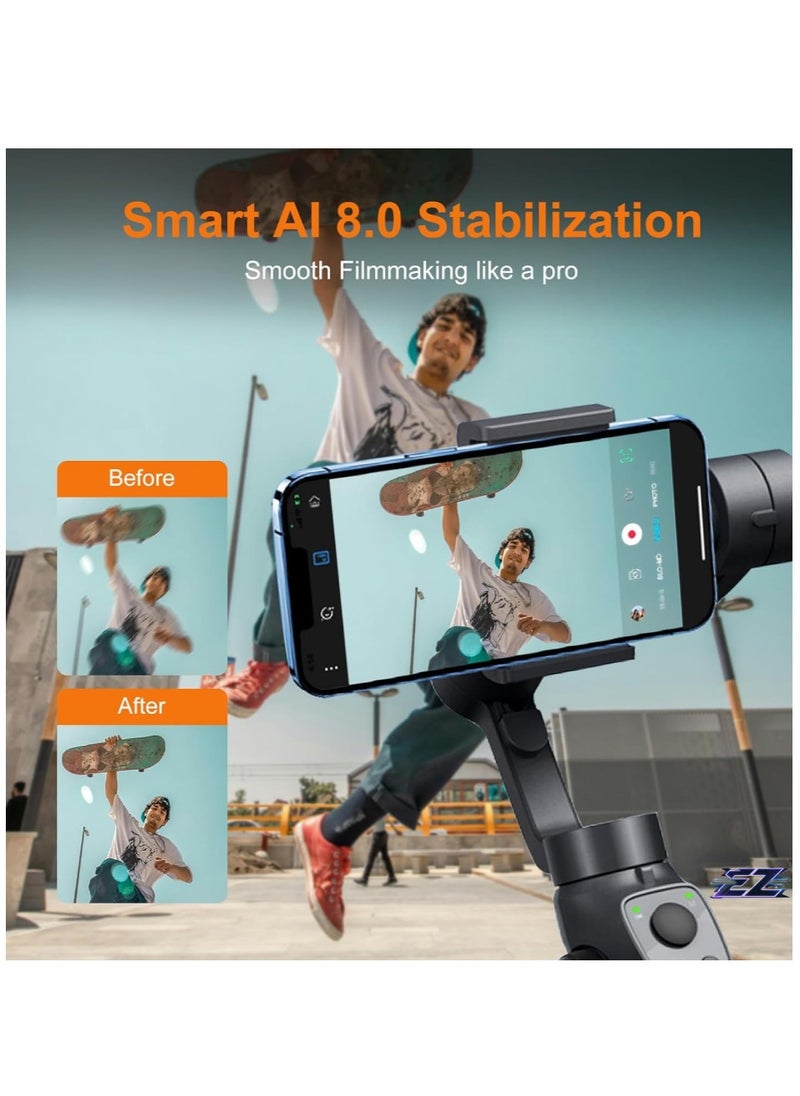 Capture 2S 3-Axis Smartphone Camera Stabilizer – Bluetooth Handheld Gimbal Stabilizer with Selfie Stick, Anti-Shake Technology, Focus Pull & Zoom, Compatible with Action Cameras, Long Battery Life, Black