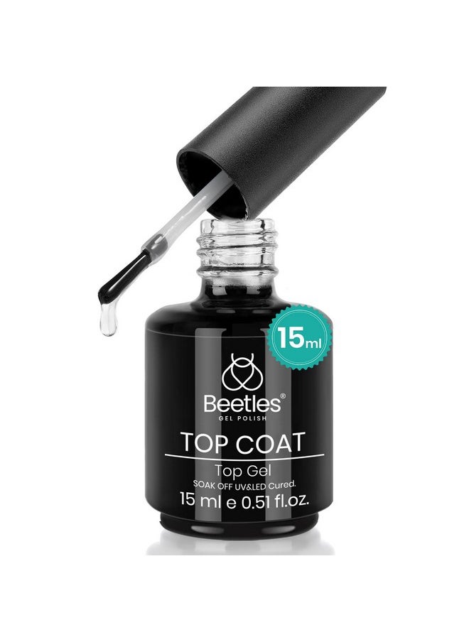 No Wipe Gel Top Coat - Clear Color Gel Shine Finish And Long Lasting, Soak Off Nail Lamp Gel, 15Ml Gift For Girls