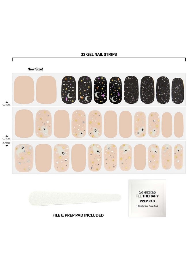 Gloss Halloween Glow In The Dark Nail Strips - Boo Crew | Uv Free, Long Lasting, Cute Halloween Gel Nail Stickers | Contains 32 Nail Wraps, 1 Prep Pad, 1 Nail File