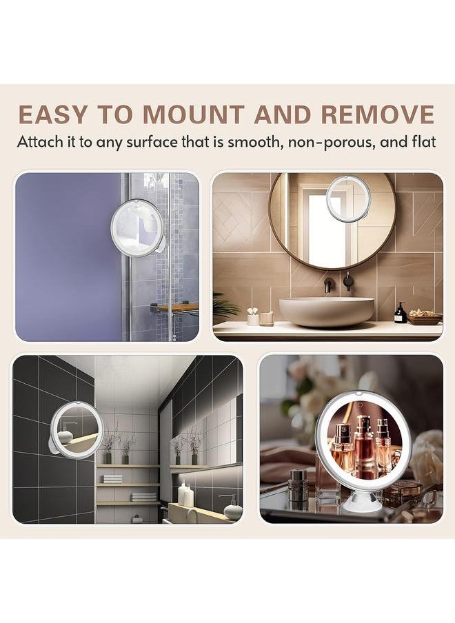 bluejw Upgraded 10x Makeup Mirror with Touch Control, Powerful Locking Suction Cup, and 360 Degree Rotating,Magnifying Mirror with Lights for Home, Bathroom and Travel