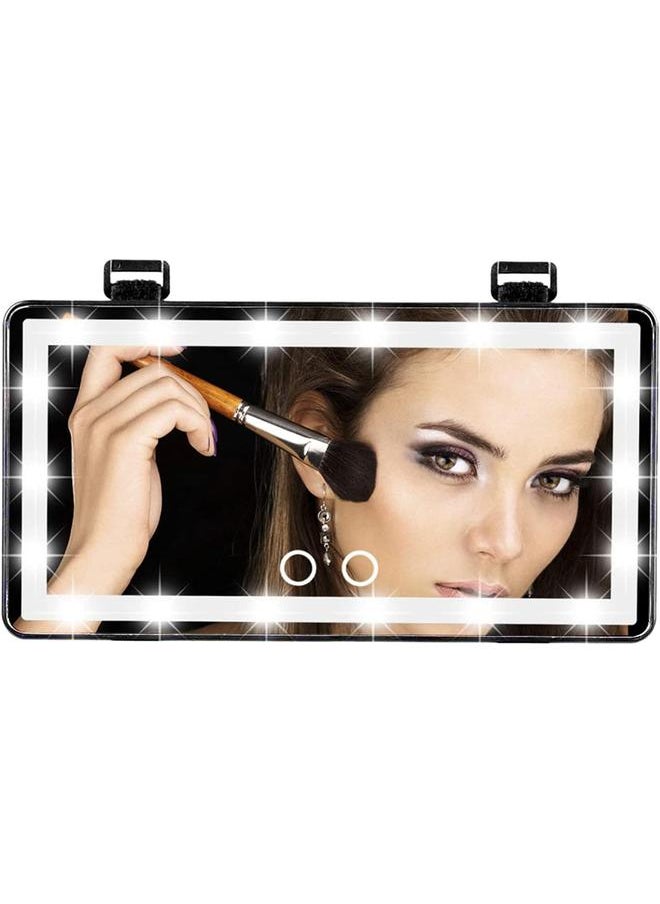 Car Visor LED Vanity Mirror, Rechargeable Car Makeup Mirror with LED Lights for Car Truck SUV Rear View Mirror Sun, Shading Cosmetic Mirror with Touch on Screen for Cars. (Black)