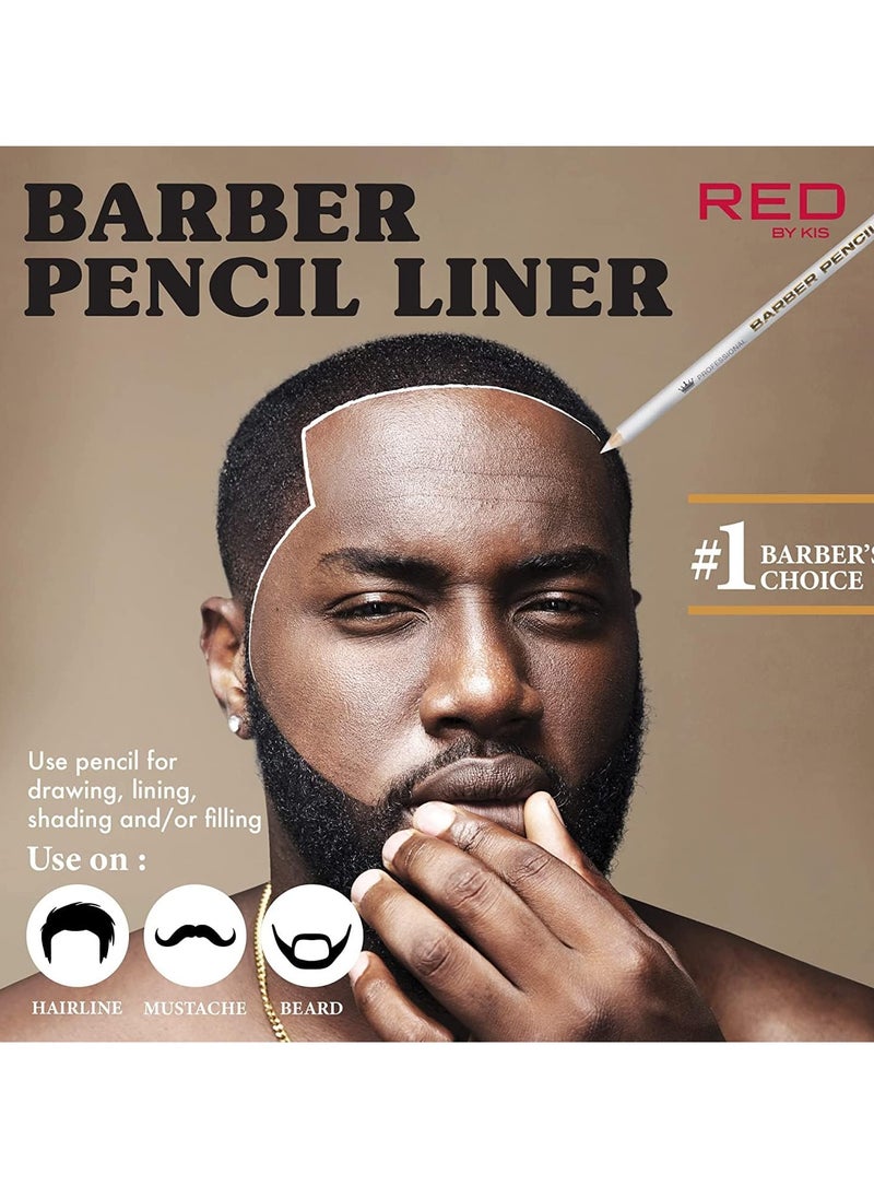 Red by Kiss Barber Pencil with Built-in Sharpener - Edge Razor Trace Pencils, Beard and Hairline Outliner, Shaping Pencils for Men (White-5pcs)