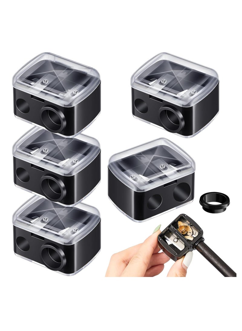 Chuangdi 5 Pcs Makeup Pencil Sharpener 3 in 1 with Cover, Size Adjuster, Lip Liner Pencil Sharpener Cosmetic Pencil Sharpener Double Barrel for Small and Extra Large Eyeliner Lip Liner Brow Pencils