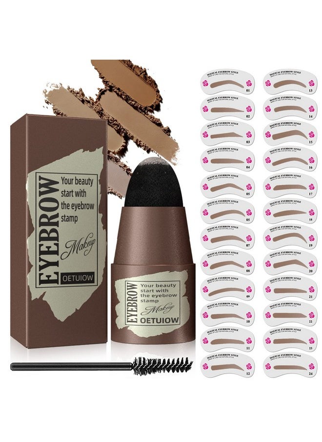 Eyebrow Stamp Stencil Kit - One-Step Eye Brow Stencil Kit With 24 Reusable Thin & Thick Eyebrow Stencils, Long-Lasting Waterproof & Smudge-Proof Brow Stamp Kit For Perfect Eye Makeup Black Brown