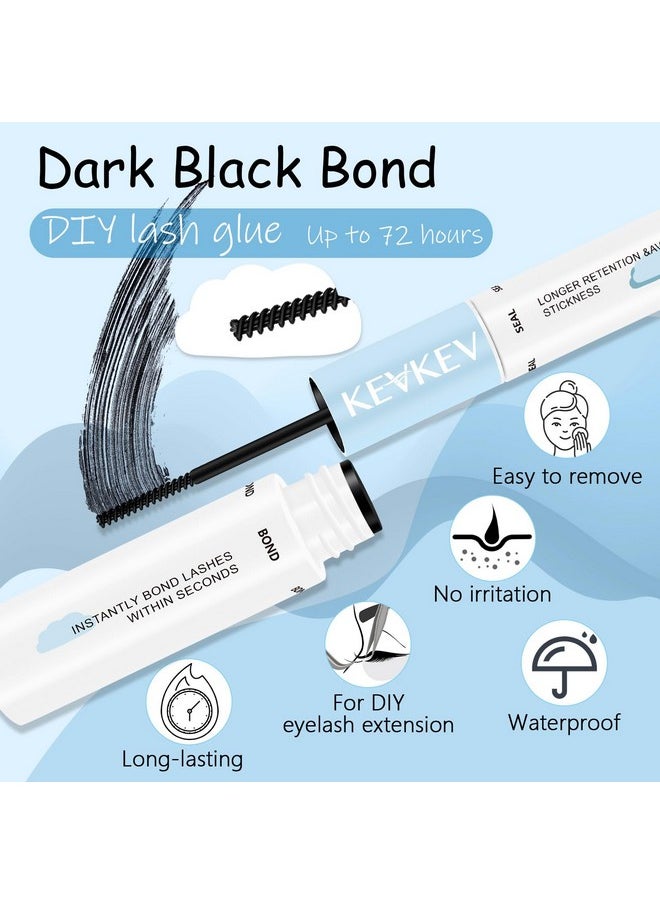 Lash Bond And Seal Waterproof Bond And Seal Lash Glue For Lash Clusters Mascara Wand Cluster Lash Glue Eyelash Bond And Seal Strong Hold For 72 Hours Avoid Stickiness (5Ml+5Ml)