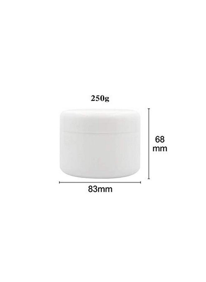 6Pcs 8 Oz 250Ml 250G White Plastic Cosmetic Jars With Inner Liners And Dome Lids Refillable Make-Up Containers Pot Case For Scrubs Oils Salves Creams Lip Balm Lotions Nail Accessories