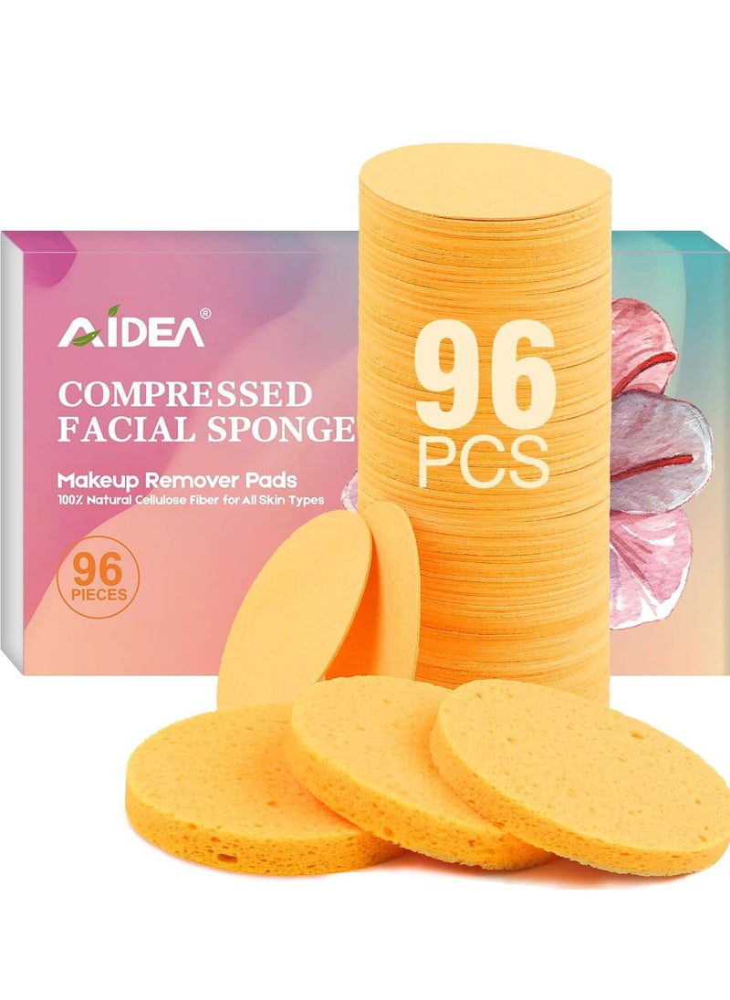 AIDEA 96Count Compressed Facial Sponges, Face Sponges for Cleansing, Cosmetic Makeup Sponges for Facial Cleansing, Facial Sponges for Washing Face, Exfoliating, Makeup Removal, Travel Essentials