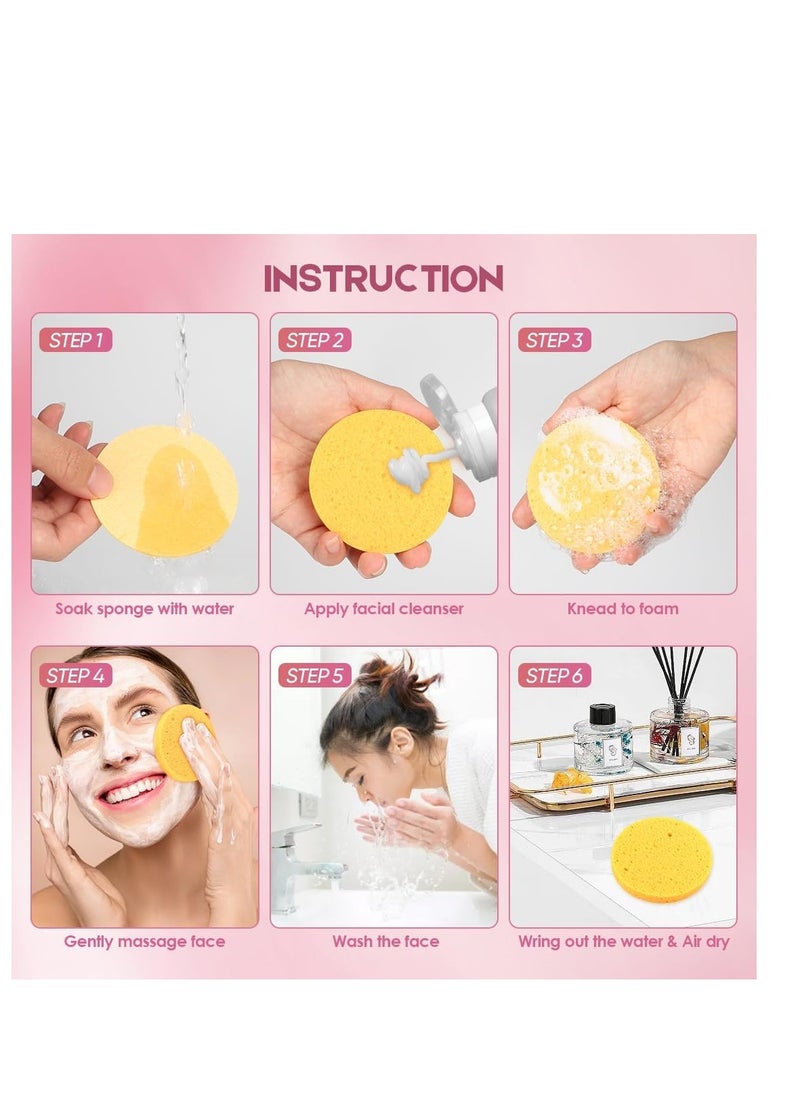 AIDEA 96Count Compressed Facial Sponges, Face Sponges for Cleansing, Cosmetic Makeup Sponges for Facial Cleansing, Facial Sponges for Washing Face, Exfoliating, Makeup Removal, Travel Essentials