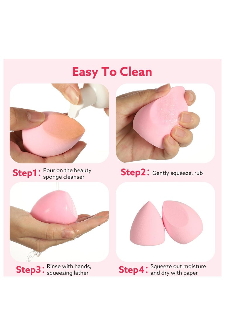 8pcs Makeup Sponge Set Professional Blender Sponge Soft Concealer Sponge Facial Makeup Tools for Foundation Liquid Powder, Stocking Stuffers for women(Pink&Rose Red)