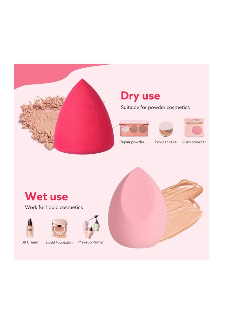 8pcs Makeup Sponge Set Professional Blender Sponge Soft Concealer Sponge Facial Makeup Tools for Foundation Liquid Powder, Stocking Stuffers for women(Pink&Rose Red)