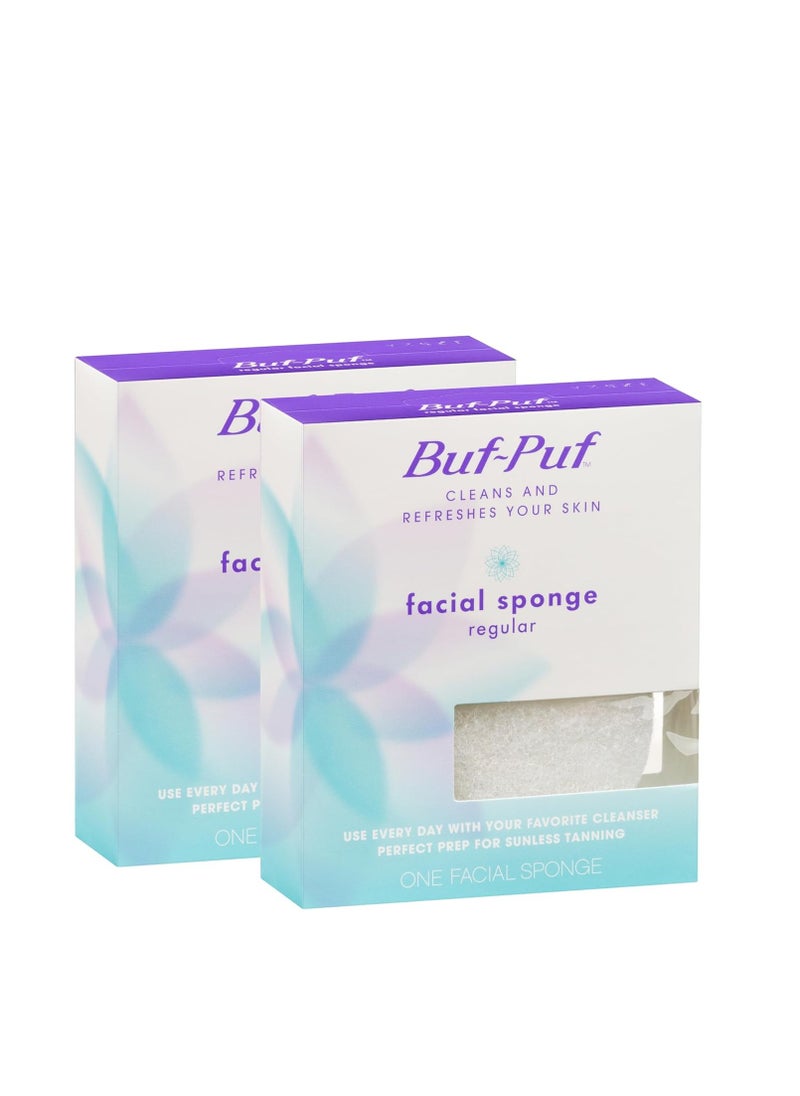 Buf-Puf Facial Sponge, Dermatologist Developed, Removes Deep Down Dirt & Makeup That Causes Breakouts and Blackheads, Reusable, Exfoliating, White, 2 Count