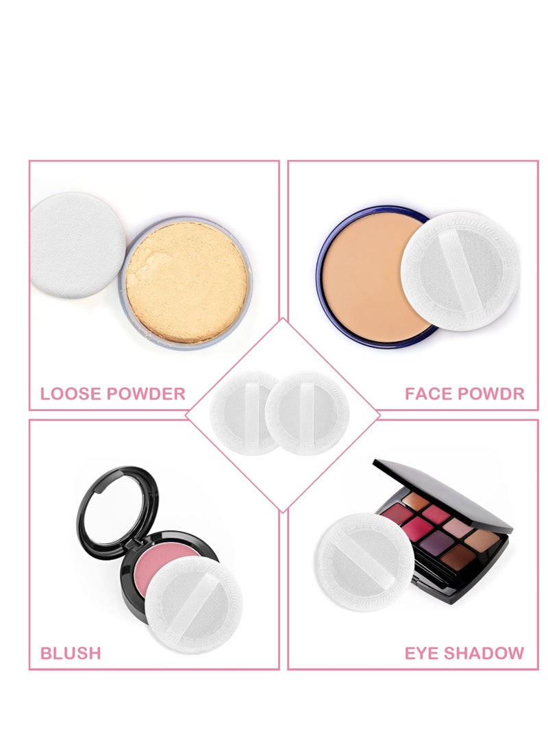 Sibba Loose Powder Puff 12 Pieces Round Velour Face Makeup Compact Body Container Setting Pressed Blending Foundation Cream Make Up Ribbon Strap Sponge Cushion Applicator (White)